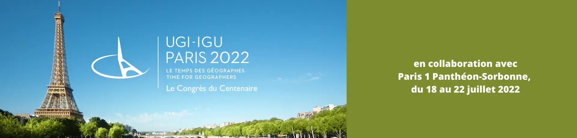 UGI IGU Paris 2022 Le temps des géographes Le Congrès du Centenaire